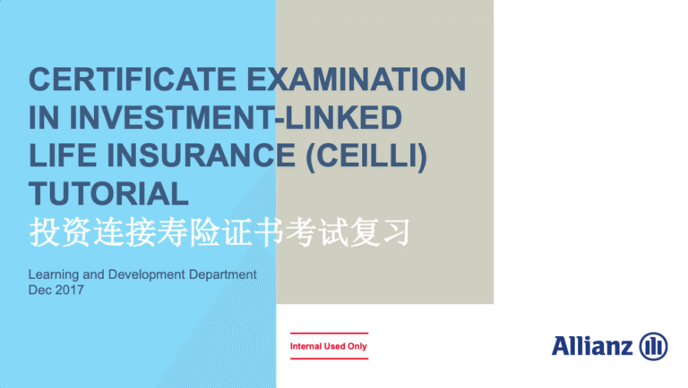 CERTIFICATE EXAMINATION IN INVESTMENT-LINKED LIFE INSURANCE (CEILLI)